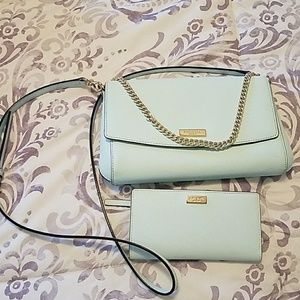 Kate Spade Sea Foam blue handbag and wallet